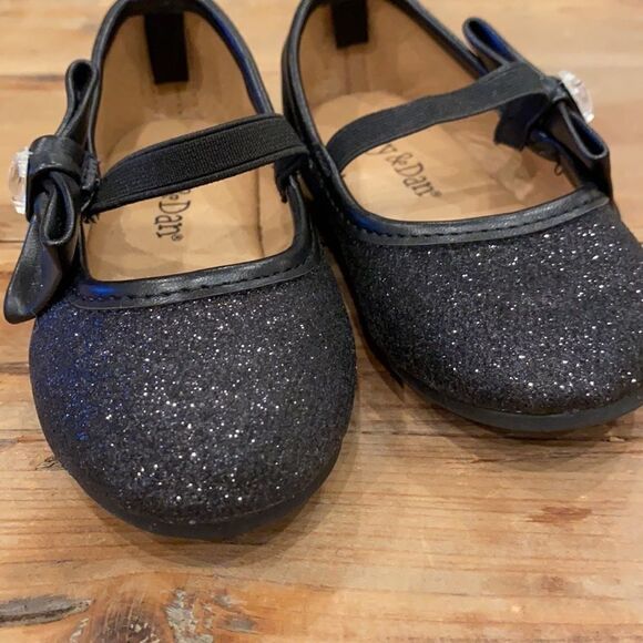 Lily & Dan Toddler Dress Shoe Black Glitter Rhinestone and bow Size 5/6 - Picture 6 of 16